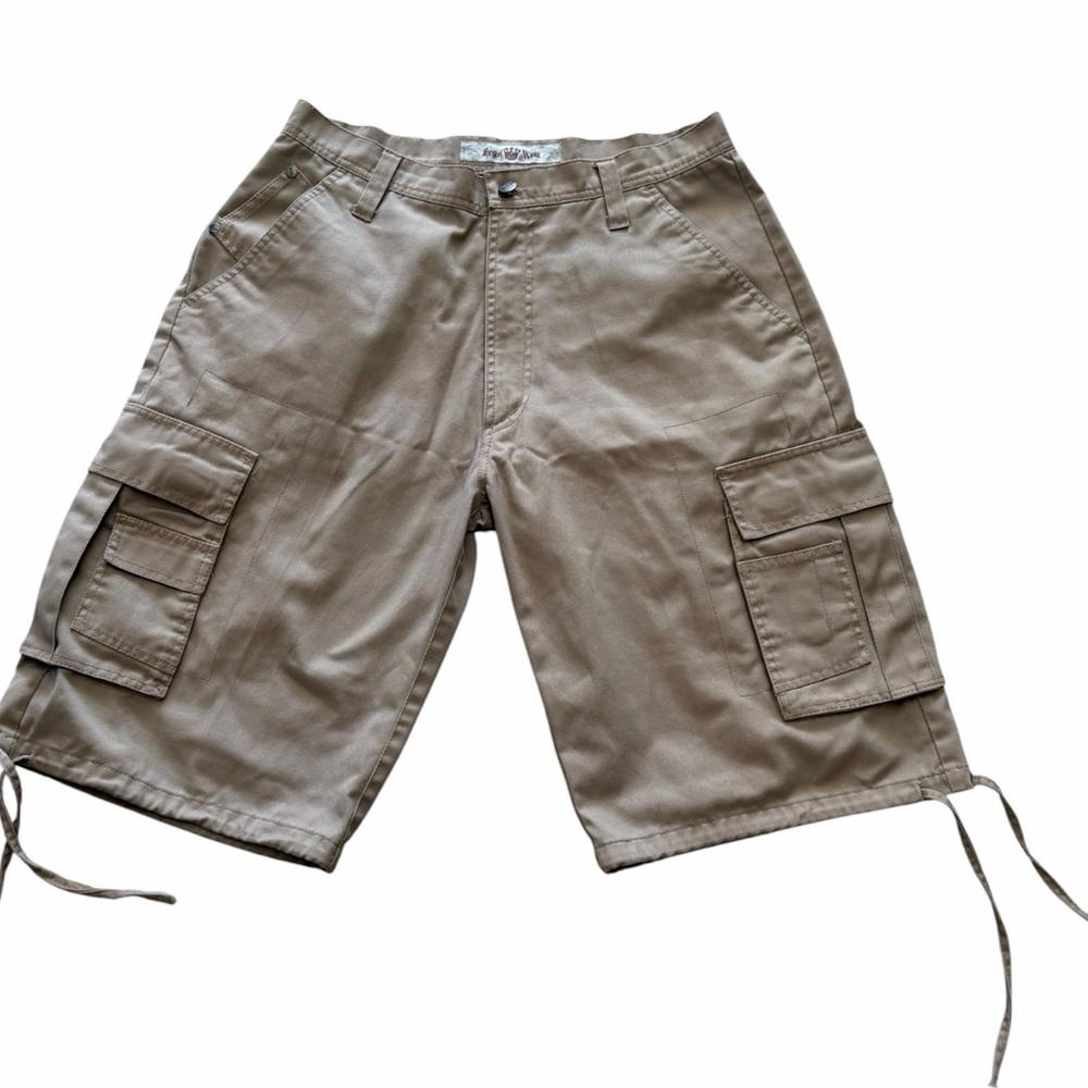 Regal Wear Mens Cargo Shorts 34 Khaki Tie Bottom Relax Fit Skater